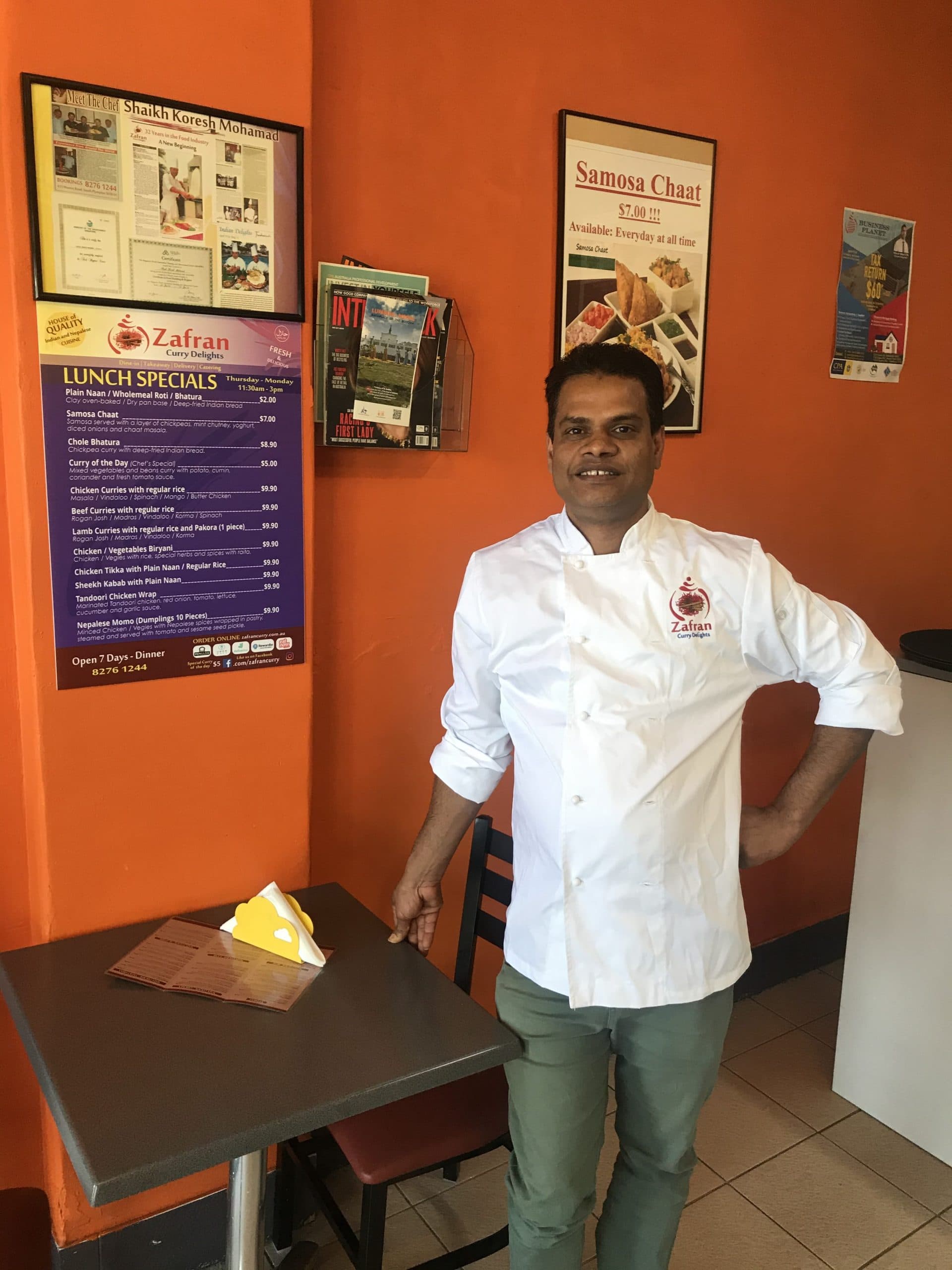 Chef Shaikh Koresh Mohamad in kitchen